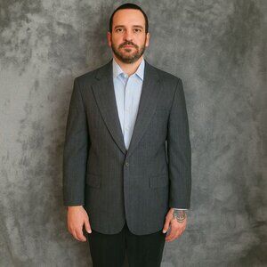 WALL STREET COLLECTION MEN GRAY SUIT BLAZER JACKET 42 L Business Formal Work